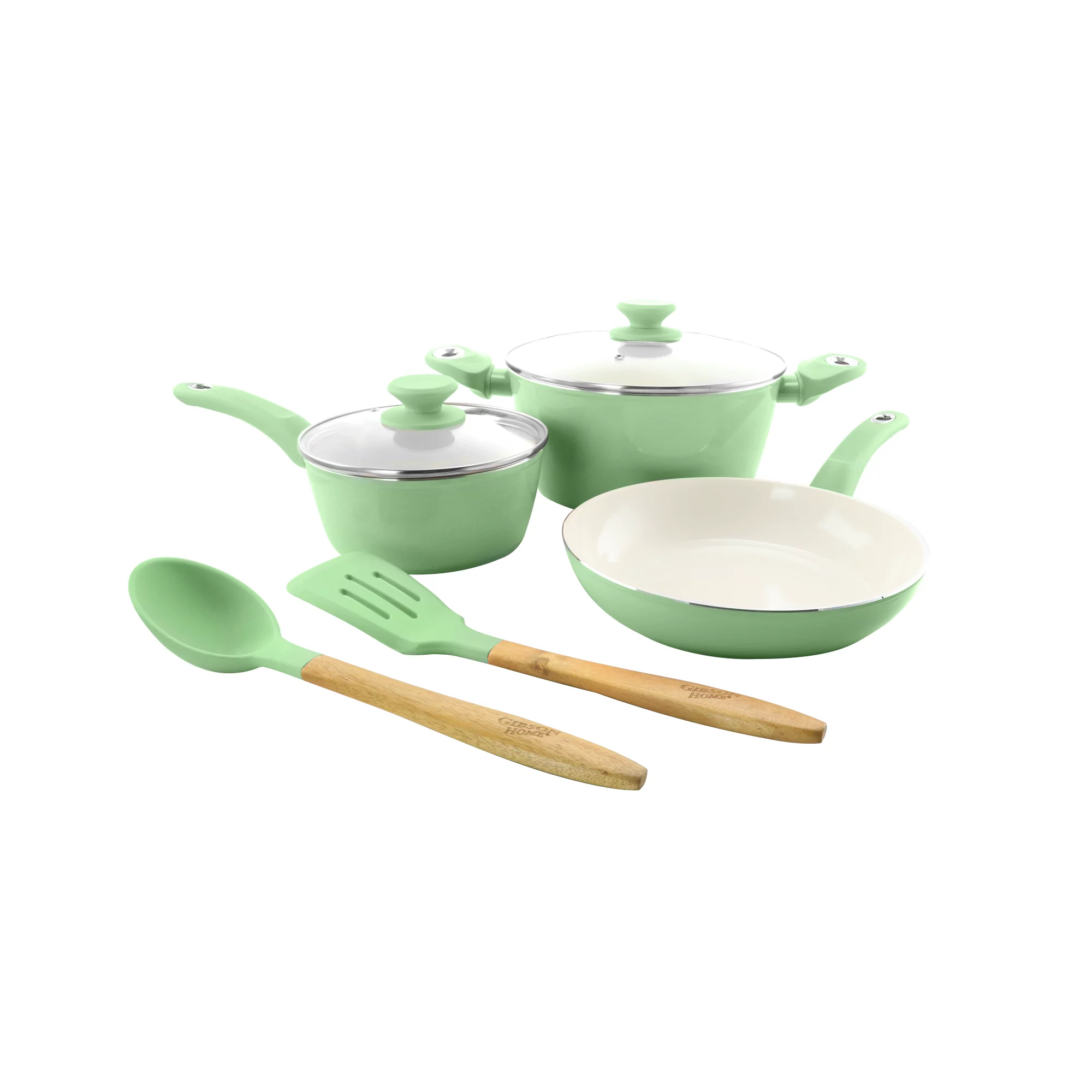 Gibson Home Town Market Square 7 Piece Non-stick Enameled Essential Cookware and Cooking Utensil Set