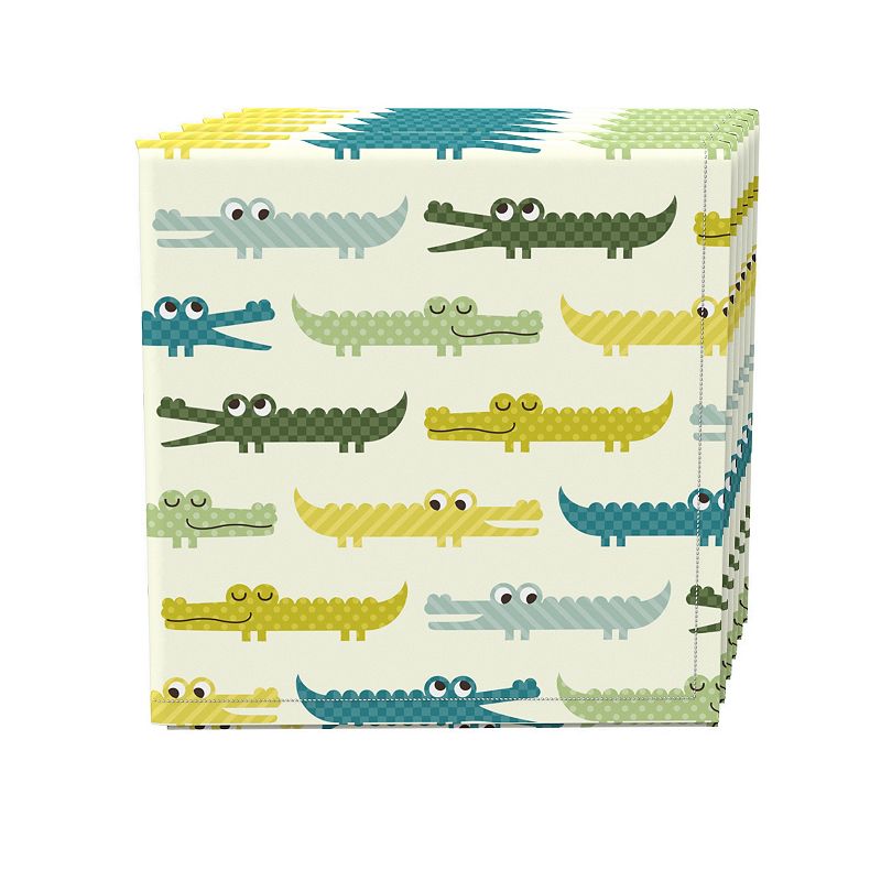 Napkin Set of 4， 100% Cotton， 20x20， Funny Gators