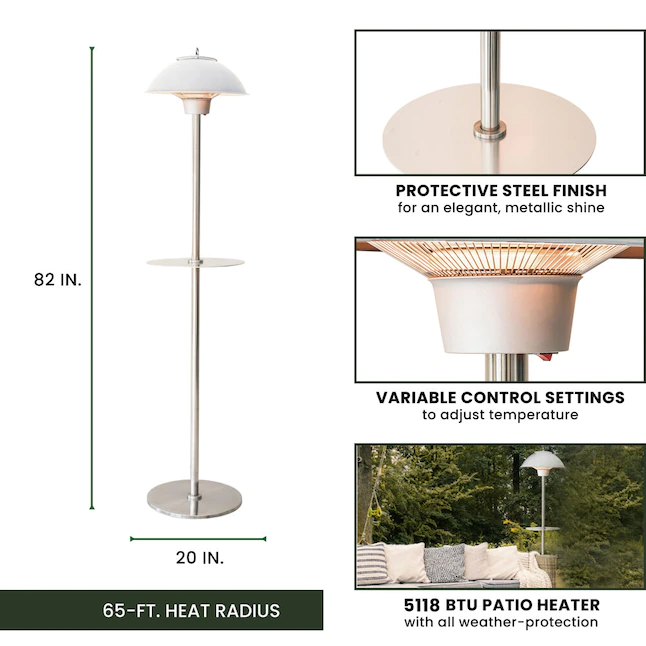 Hanover HAN1012IC-SLV 5118-BTU 120-Volt Silver Stainless Steel Electric Patio Heater