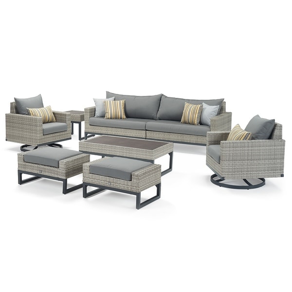 Milo Gray 8 Piece Sunbrella Outdoor Patio Motion Seating Set