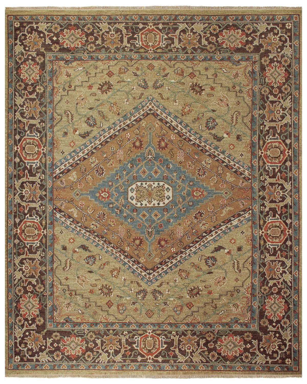 Albemarle Hand Knotted Tuape and Blue Rug by BD Fine