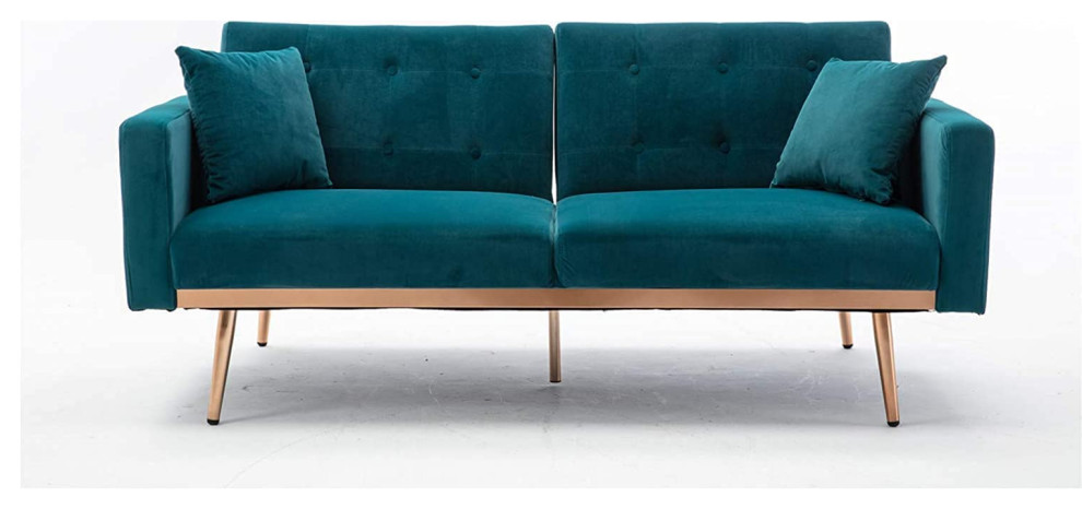 Teal Velvet Couch  Tufted Loveseat Sofa   Contemporary   Sofas   by Imtinanz  LLC  Houzz