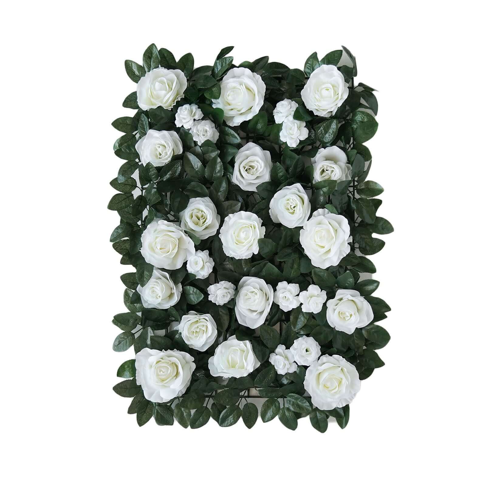 Easy-Install White Silk Rose Flower Mat Wall Panel Backdrop 3 Sq ft.