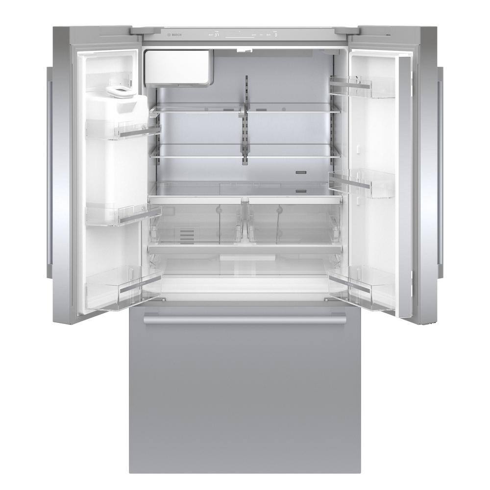 Bosch 500 Series 36 in. 26 cu ft Smart Standard Depth French Door Bottom Freezer Refrigerator in Stainless Steel w Ice Water B36FD50SNS