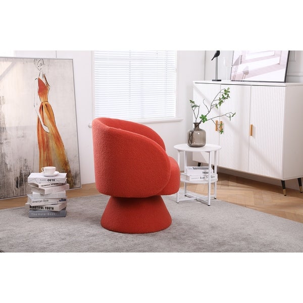 Modern Accent Chair Swivel Armchair， Round Fabric Barrel Chairs Single Sofa Lounge Chair with Small Pillow for Living Room