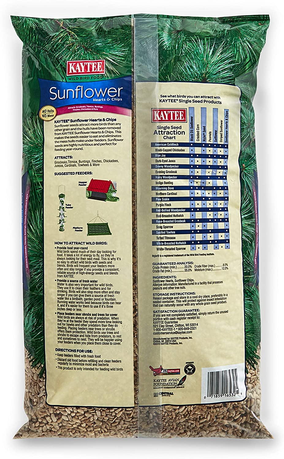 Kaytee Sunflower Hearts and Chips Bird Seed， 8-Pound