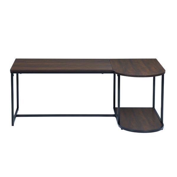 Homylin Upasana 47.2 in. Dark Brown L Shape Manufactured Wood Coffee Table