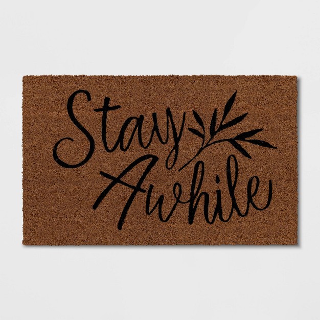 Stay Awhile Coir Doormat Natural