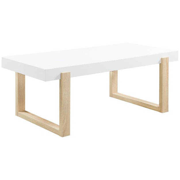 Pala Rectangular Coffee Table White High Gloss natural Coaster