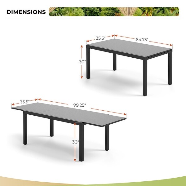 MAISON ARTS Outdoor Metal Rectangle Expandable Table Patio Dining Table for 68 Person