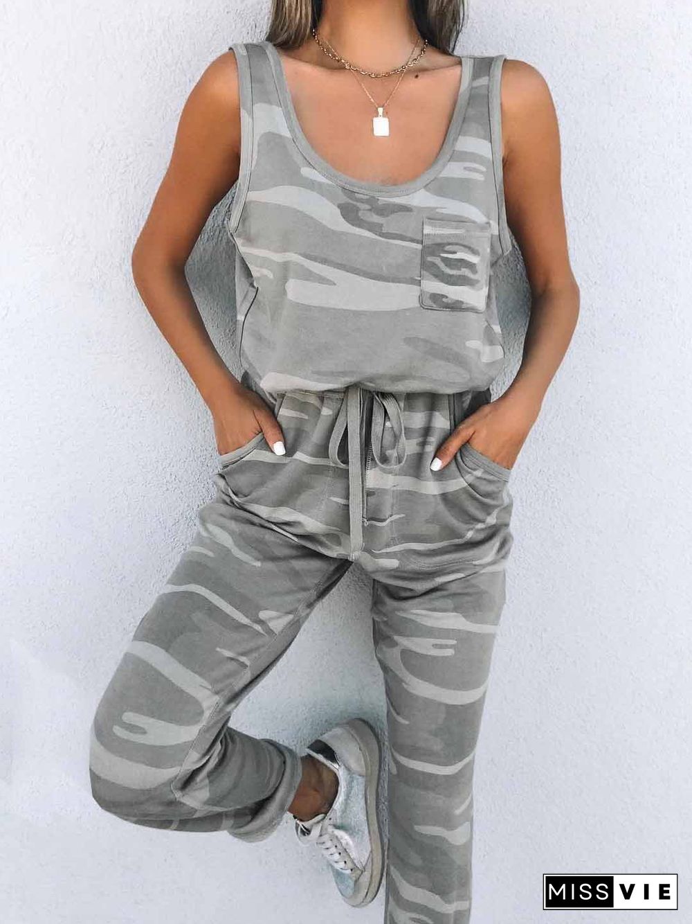 Casual Loose Crew Neck Jumpsuit & Romper