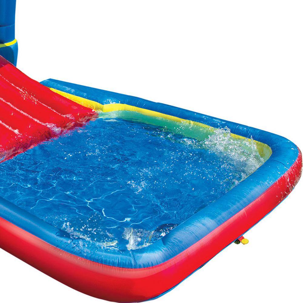 BANZAI Bounce N Splash Multi-Colored Water Park Aquatic Activity Play Center with Slide BAN-35533