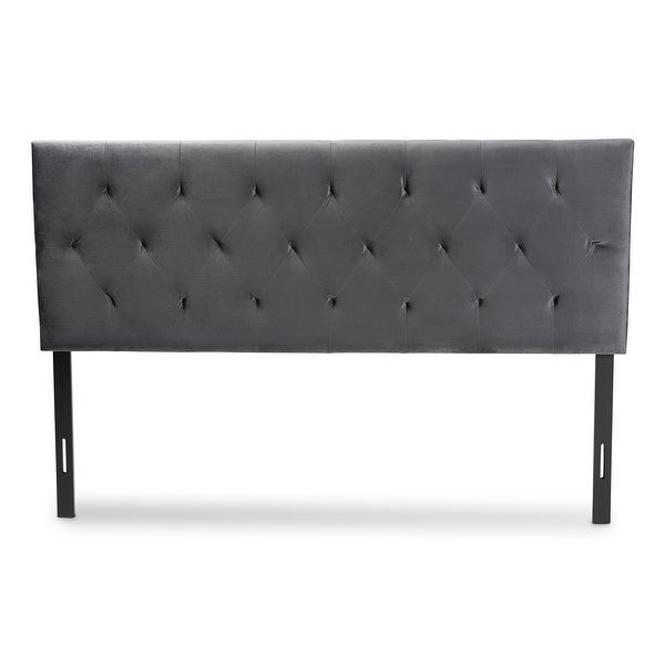 Felix Modern and Contemporary Velvet Upholstered Headboard-Grey - - 34808093