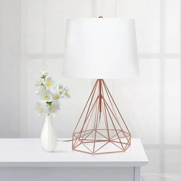 Lalia Home Geometric Wired Table Lamp with Fabric Shade - N/A