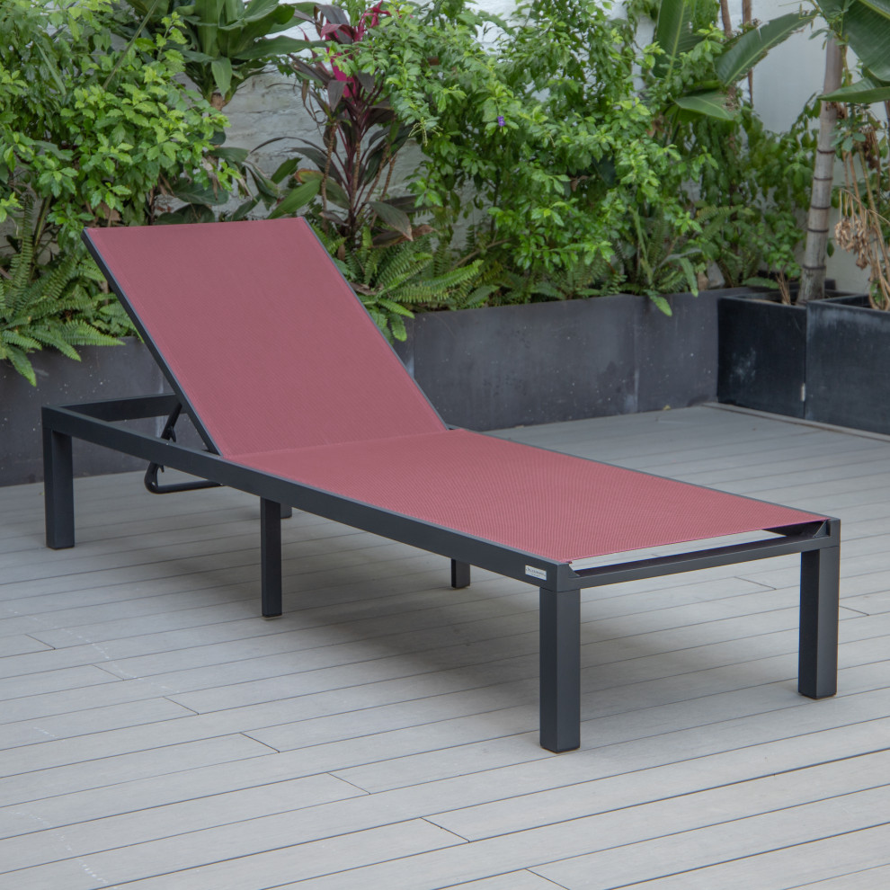 LeisureMod Marlin Black Patio Chaise Lounge Chair with Fire Pit Table   Contemporary   Outdoor Lounge Sets   by LeisureMod  Houzz