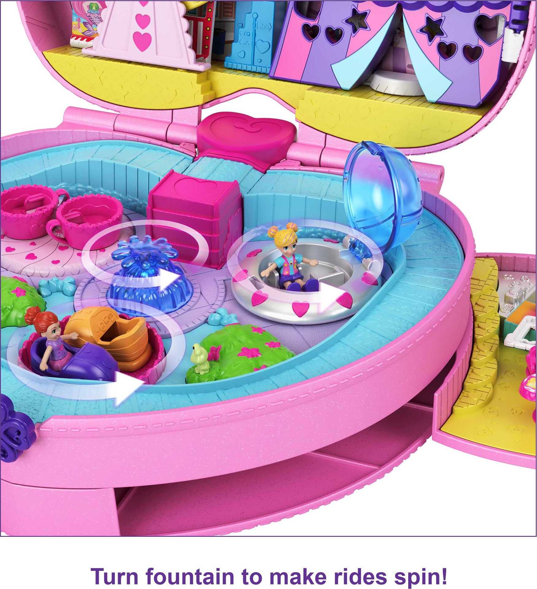 Polly Pocket Travel Toys, Backpack Playset and 2 Dolls, Theme Park