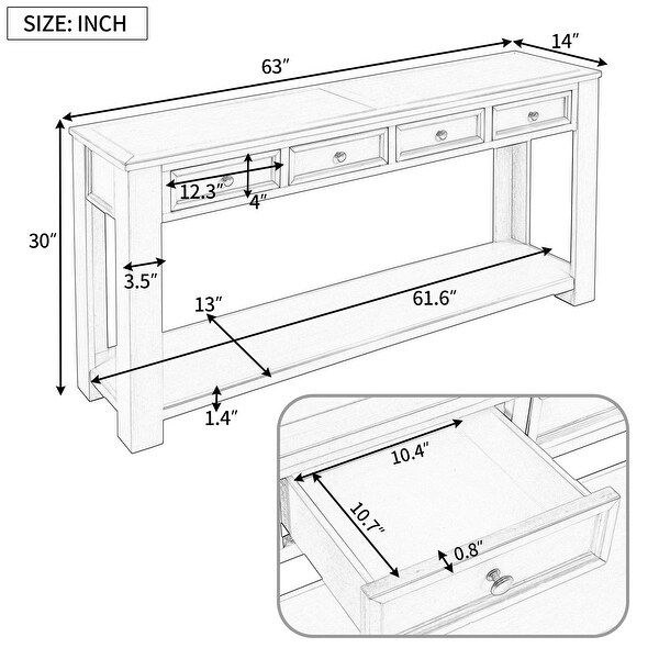 Console Table for Entryway Sofa Table with Storage Drawers and Bottom Shelf