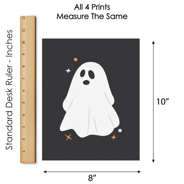 Big Dot Of Happiness Spooky Ghost Unframed Ghouls Halloween Linen Paper Wall Art Set Of 4 Artisms 8 X 10 Inches