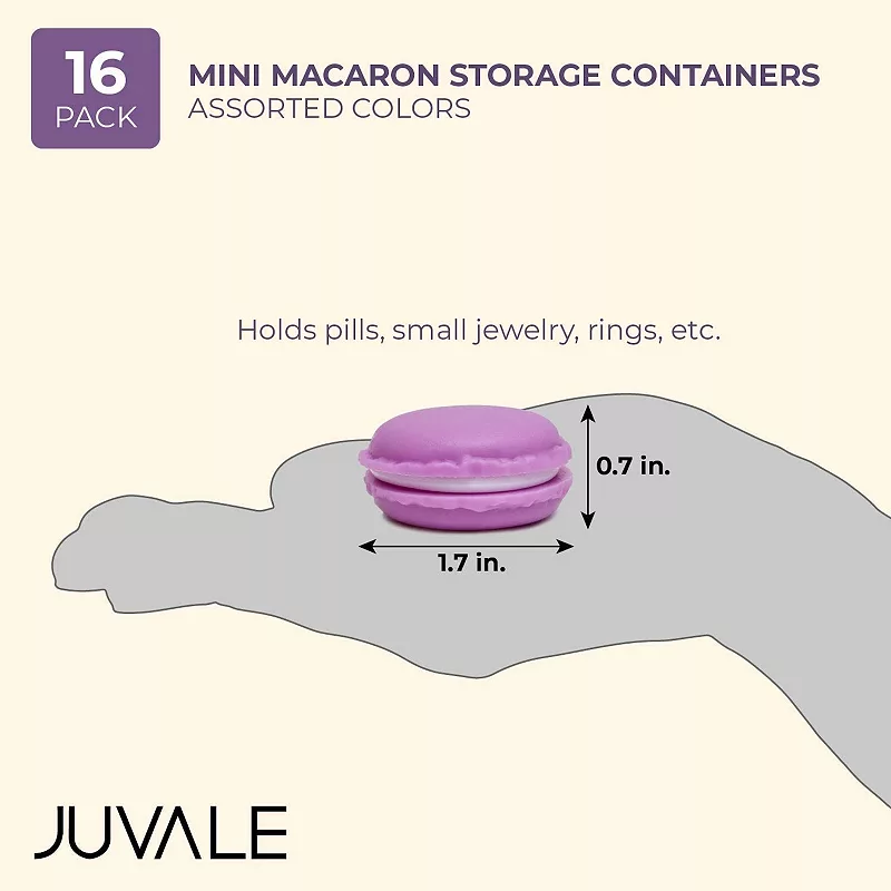 Macaron Storage Containers for Jewelry， Cute Travel Pill Case (1.7 In， 16 Pack)