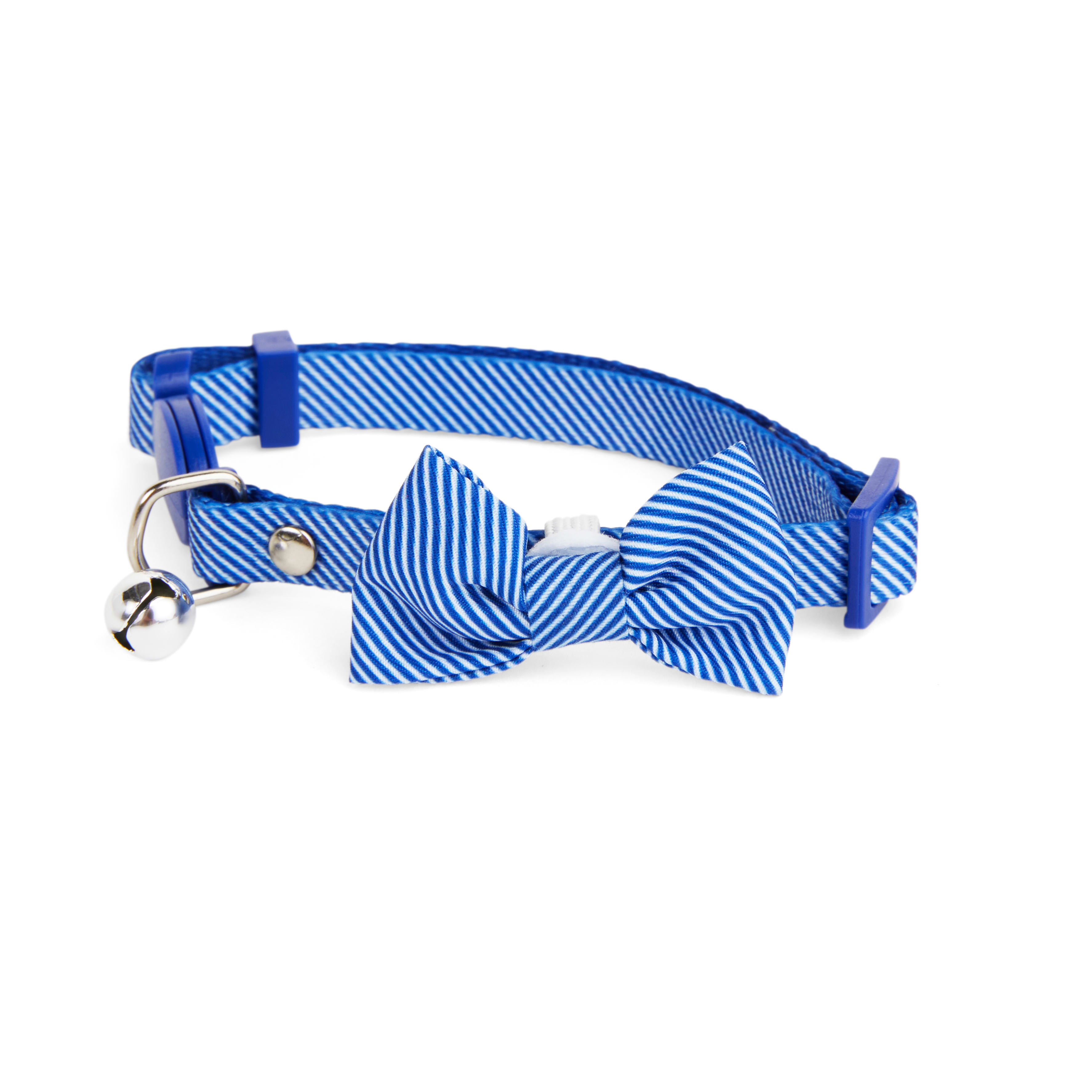 YOULY Blue Seersucker Breakaway Bowtie Cat Collar