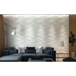 Art3d 19.7 in. x 19.7 in. Decorative PVC 3D Wall Panels Wavy Wall Design (12-Pack) A10037