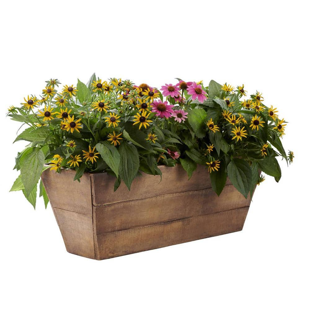 PRIVATE BRAND UNBRANDED 28 in. x 10.25 in. x 10 in. H Barnwood Composite Rectangular Floor Planters PC8838BN