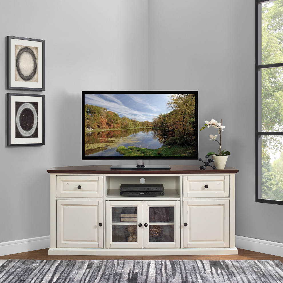 60 quotCorner Tv Stand White   Transitional   Entertainment Centers And Tv Stands   by Pot Racks Plus  Houzz