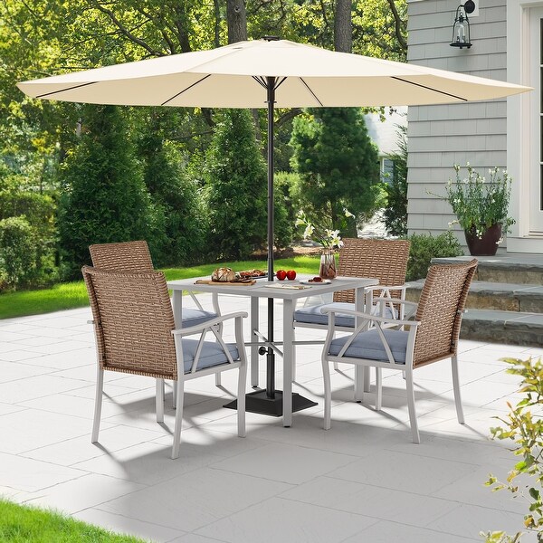 Moasis 5Piece Bistro Set Patio Wicker Swivel Conversation Chairs