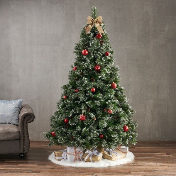 7' Faux Cashmere and Snow Bristle Mixed Christmas Tree