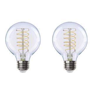 EcoSmart 60-Watt Equivalent G25 Dimmable Fine Bendy Filament LED Light Bulb Daylight (2-Pack) G25C6E26850S