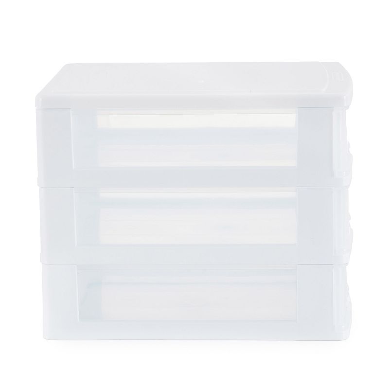 Gracious Living Clear Mini 3 Drawer Desk and Office Organizer with White Finish