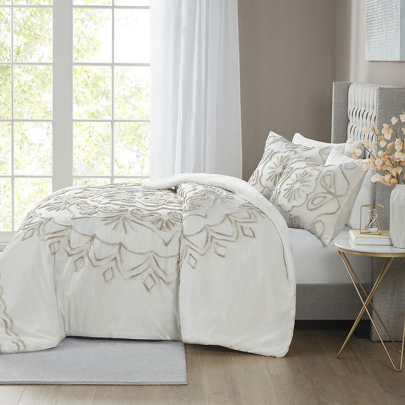 Madison Park Juliana 3-piece Tufted Cotton Chenille Duvet Cover Set with Shams