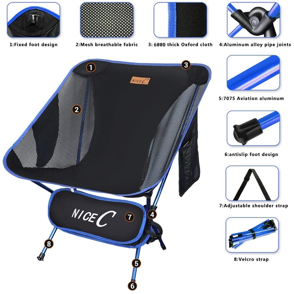 Ultralight Portable Folding Camping Backpacking Chair Compact   Heavy Duty Outdoor  Camping  with 2 Storage Bags Carry Bag