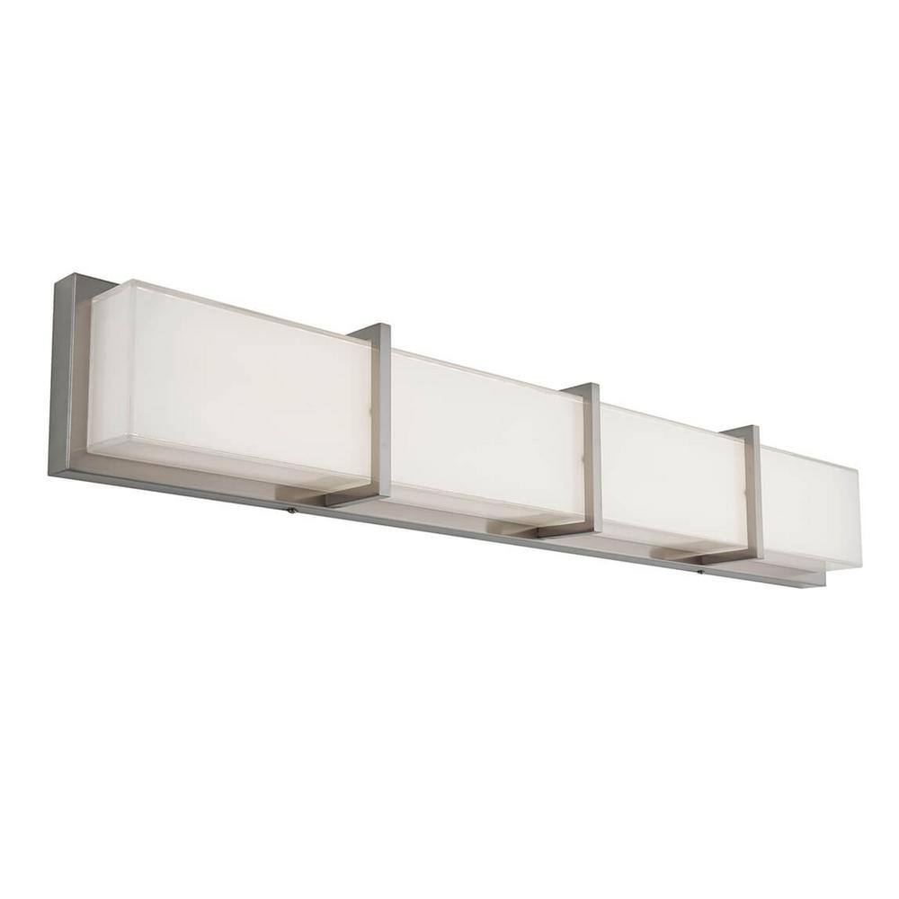 Artika Subway 35 in. 4-Light Integrated LED Stainless Steel Modern Bath Vanity Light Bar Wall Fixture for Bathroom Mirror TRK4SUB-N-ON