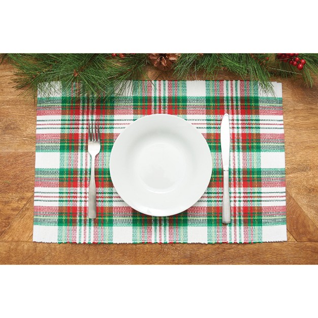 C amp f Home Carter Christmas Red And Green Plaid Placemat Set Of 6