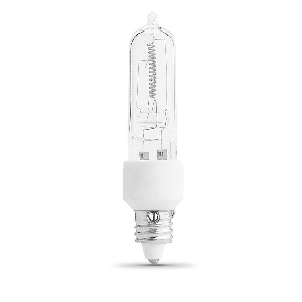 Feit Electric 50-Watt Bright White (3000K) T4 Mini Candelabra E11 Base Dimmable Halogen Light Bulb BPQ50CLMCHDRP