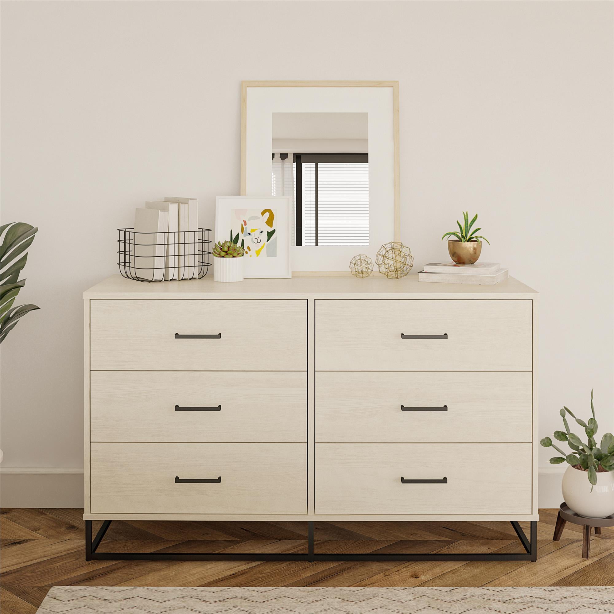 Novogratz Kelly 6 Drawer Dresser, Ivory Oak