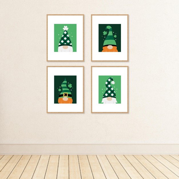 Big Dot Of Happiness Irish Gnomes Unframed St Patrick x27 s Day Linen Paper Wall Art Set Of 4 Artisms 8 X 10 Inches