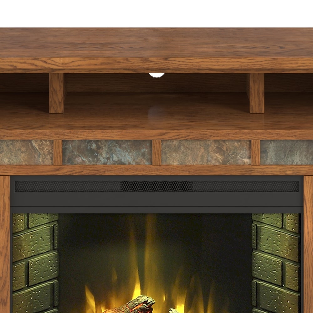 Bridgevine Home 62 inch Electric Fireplace TV Stand for TVs up to 70 inches  No Assembly Required