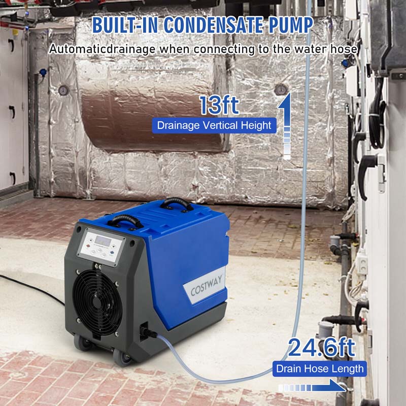 Canada Only - 180 PPD Portable Commercial Dehumidifier with Pump & 24.6 Ft Drain Hose