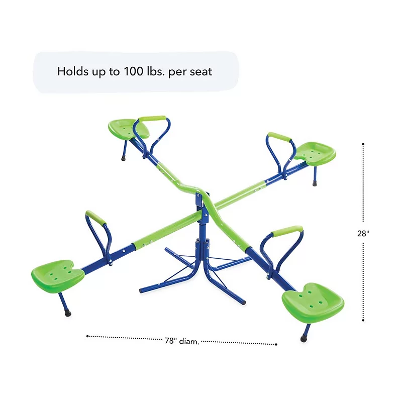 HearthSong Quad-Seat Teeter Totter Spinning Seesaw for Multiple Kids' Active Play