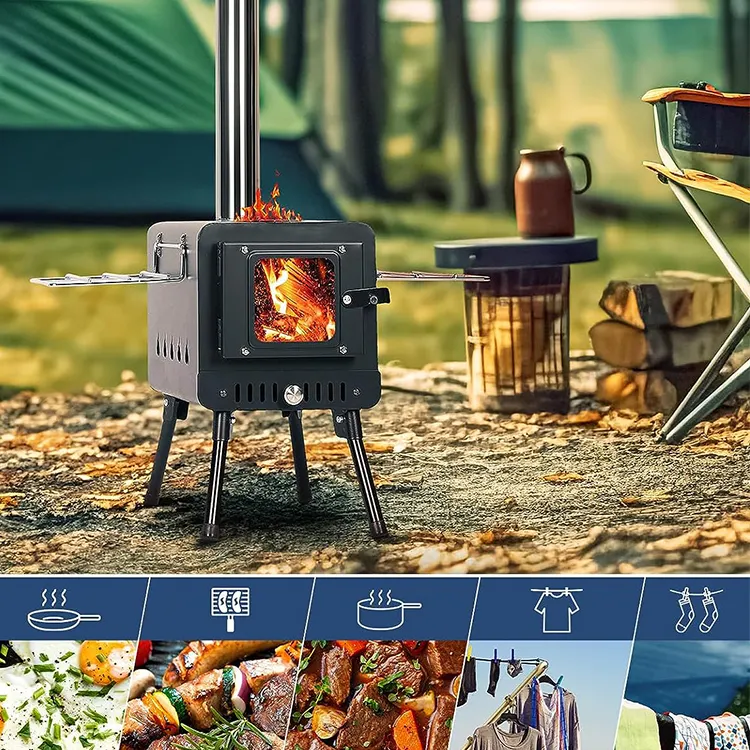 Camping Tent Stove Wood Portable Stove With Folding Legs Multi Fuel Camping Stove Titan For Outdoor