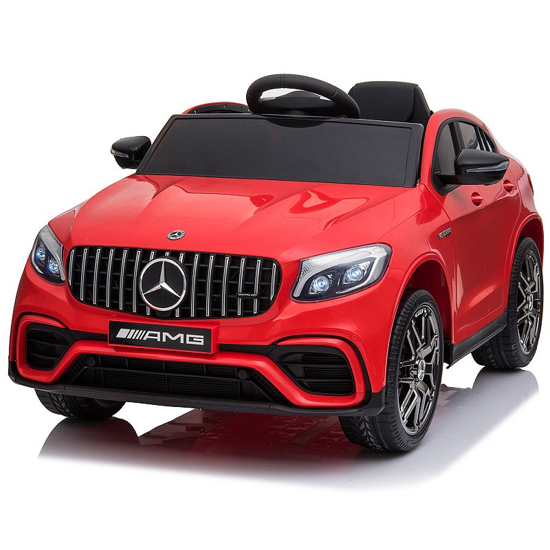 Aosom 12V Ride On Toy Car for Kids with Remote Control Mercedes Benz AMG GLC63S Coupe 2 Speed with Music Electric Light Red