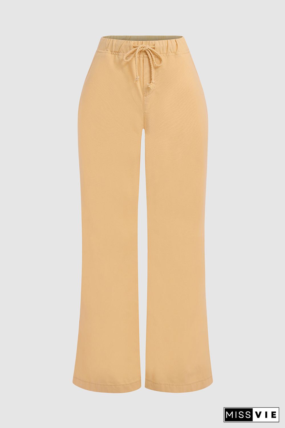 Drawstring Low Waist Straight Leg Pants