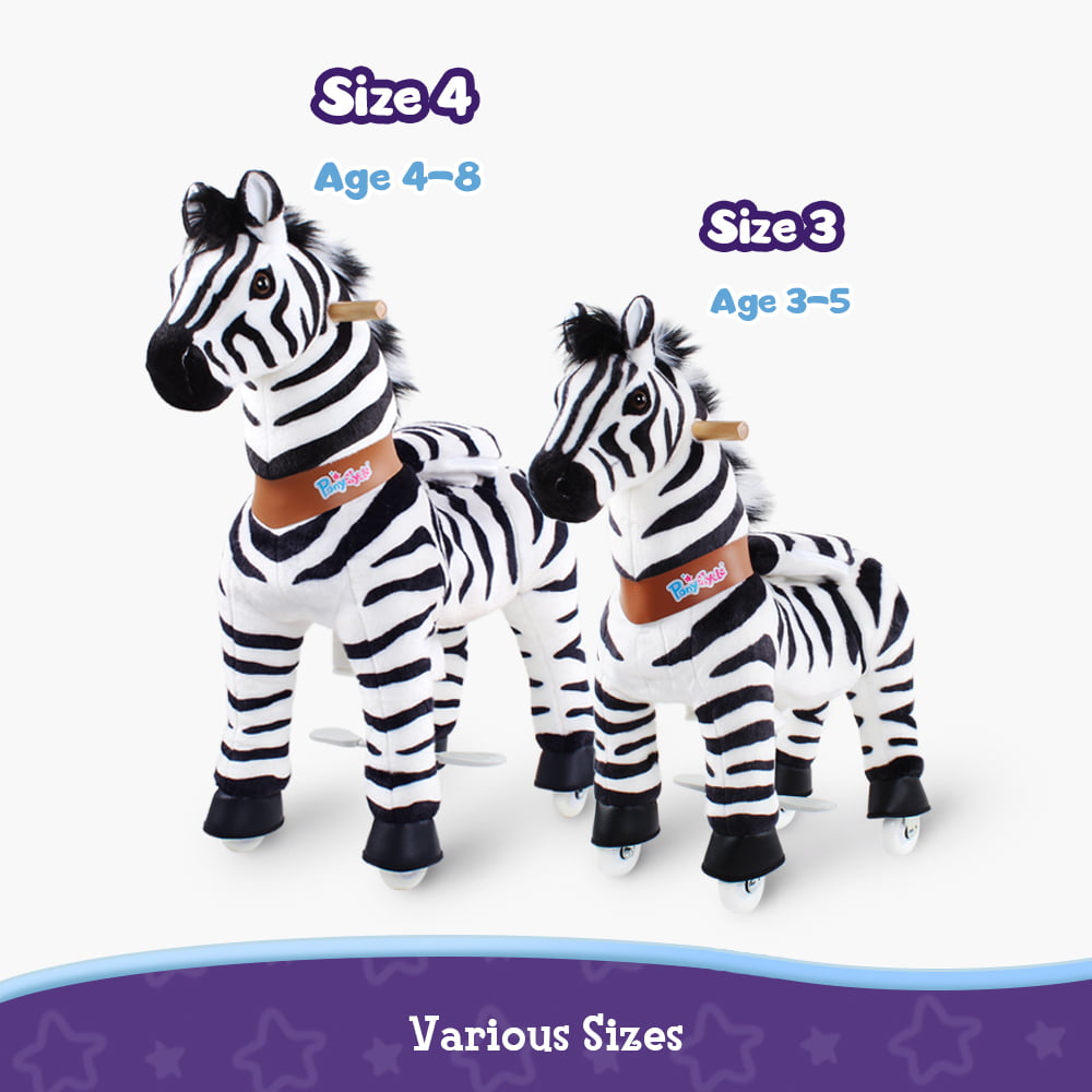 PonyCycle Ride on Zebra Toddler Ride on Toys (with Brake/ 30 Height/ Size 3 for Age 3-5) Pony Cycle Ride on Horse Mechanical Animals Toys Zebra Model Ux368