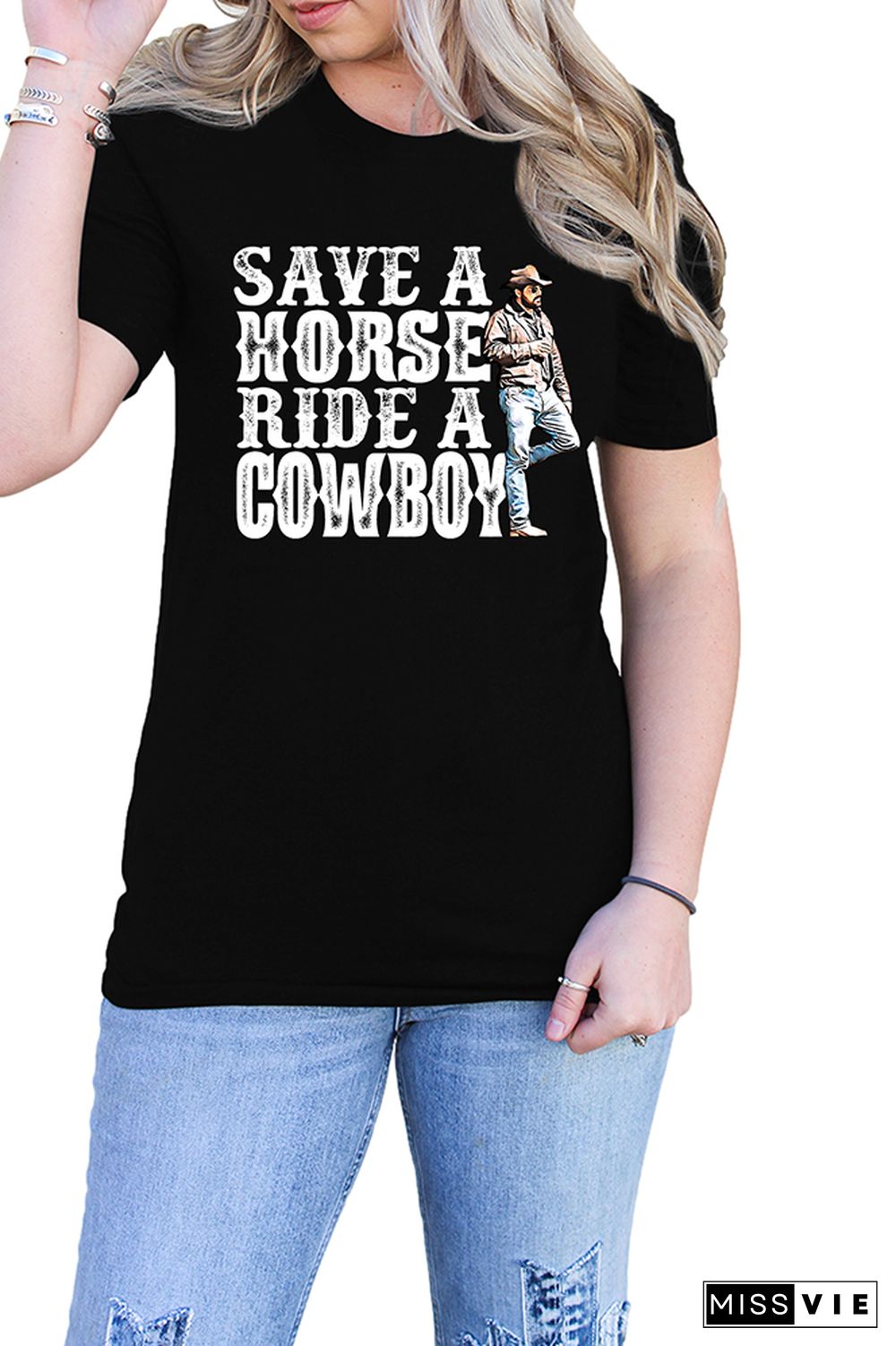 Save A Horse Ride A Cowboy Graphic Tee Short Sleeves Wholesale