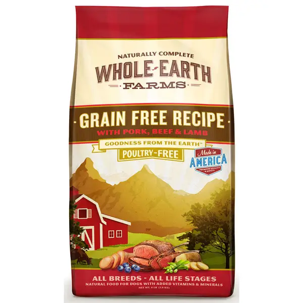 Whole Earth Farms 4 lb Grain Free Pork， Beef and Lamb Dog Food