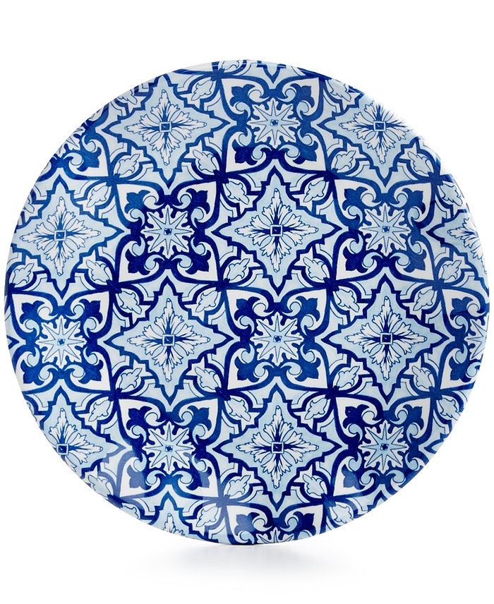 Q Squared Talavera Azul Collection Melamine 5.5 Appetizer Plate Set of 4