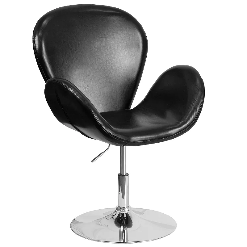 Emma and Oliver Black LeatherSoft Side Reception Chair with Adjustable Height Seat