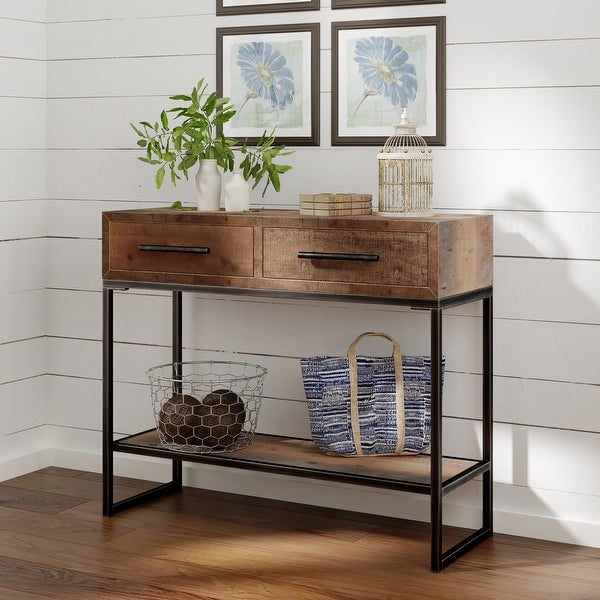 Finch Morris Wood and Metal Console Table with 2 Drawers